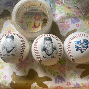 3 NY Yankee Baseballs